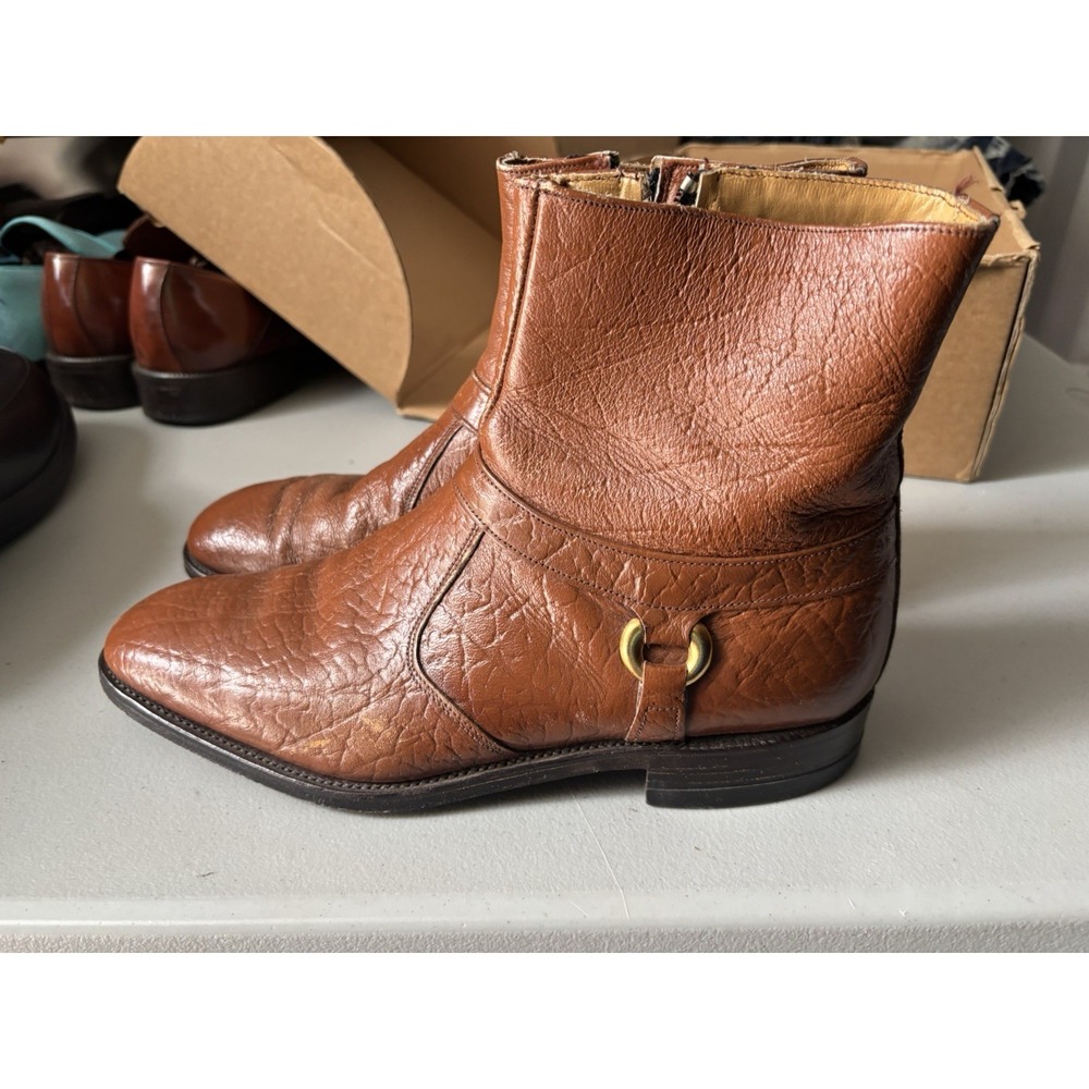 Vtg Stuart McGuire Mens Brown Leather Zip Up Hipster Chukka Boots Size 15 Great